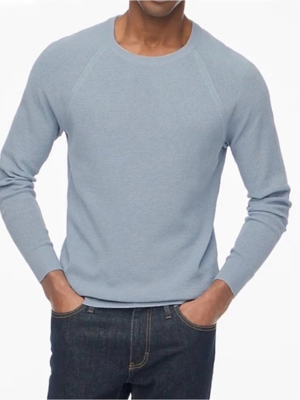 J.Crew Factory XXL Danube Blue Cotton Seed-Stitch Crewneck Sweater 70%off Retail